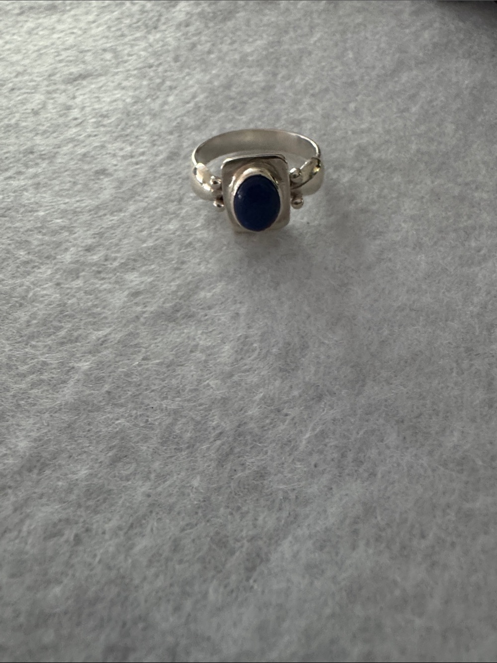 Sterling Silver Blue Stone Oval Ring